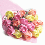 Roses Kawasaki, rose, orange, jaune, 24 fleurs