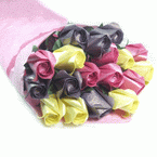 Duo pearl bouquet, deep pink - yellow - purple