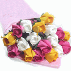 Roses Kawasaki, rose, blanc, jaune, 24 fleurs