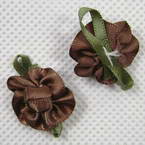 Small fabric flowers, brown, 2.5cm x 2cm