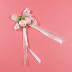 Mesh flowers, Light pink white, 1.5cm x 5.5cm x 12cm, 1 flowers