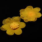 Mesh flowers, Yellow, 4.5cm x 0.8cm, 2 Flowers