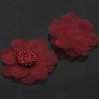 Mesh flowers, red, 4.5cm x 0.8cm, 2 Flowers