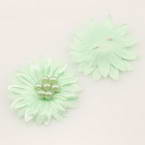 Small fabric flowers, Satin, green, 3cm x 3cm, 4  pieces