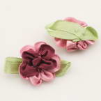 Petites fleurs en tissu, Satin, pourpre, rose, 3,5cm x 2cm, 2 morceaux