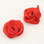 Small fabric flowers, Satin, red, 1.2cm x 1.2cm, 10  pieces