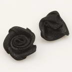 Small fabric flowers, Satin, black, 1.2cm x 1.2cm, 10 pieces