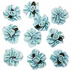 Petites fleurs en tissu, Satin, bleu, 3cm x 3cm (approximatif), 10 morceaux