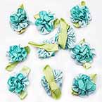 Petites fleurs en tissu, Satin, bleu, Bleu-vert, 2,8cm x 3,5cm (approximatif), 10 morceaux