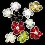 Petites fleurs en tissu, Organza, Couleur mixte, 2,5cm - 3,5cm (approximatif), 10 morceaux