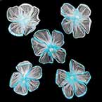 Small fabric flowers, Organza, blue, 3.8cm x 3.8cm (approximate), 5 pieces