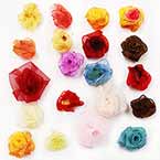 Petites fleurs en tissu, Organza, Couleur mixte, 1cm - 2cm (approximatif), 20 morceaux