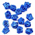 Petites fleurs en tissu, Satin, bleu, 1,2cm x 1,2cm (approximatif), 15 morceaux