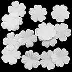 Petites fleurs en tissu, Satin, blanc, 2,5cm x 2,5cm (approximatif), 15 morceaux