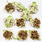 Small fabric flowers, Satin, brown, Light brown, 2.8cm x 3.5cm (approximate), 10 pieces