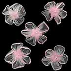 Petites fleurs en tissu, Organza, rose, 3,8cm x 3,8cm (approximatif), 5 morceaux