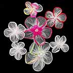 Small fabric flowers, Organza, Mixed colour, 3.8cm x 3.8cm (approximate), 7 pieces