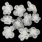 Small fabric flowers, Organza, white, 3cm (approximate), 10 pieces