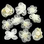 Petites fleurs en tissu, Organza, blanc, Couleur crème, 2,5cm - 3,5cm (approximatif), 10 morceaux