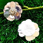 Sequin flower, Silver colour, 1 Sequin flower, 3cm