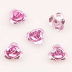 Metallic flowers, Aluminium, Light pink, 10mm x 10mm x 5mm, 20 pieces