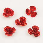 Metallic flowers, Aluminium, red, 10mm x 10mm x 5mm, 20 pieces