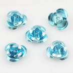 Metallic flowers, Aluminium, Light blue, 10mm x 10mm x 5mm, 20 pieces