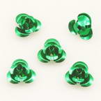 Metallic flowers, Aluminium, Dark green, 10mm x 10mm x 5mm, 20 pieces