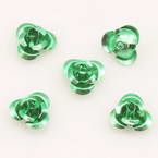 Metallic flowers, Aluminium, green, 10mm x 10mm x 5mm, 20 pieces