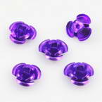 Metallic flowers, Aluminium, Royal purple, 12mm x 12mm x 7mm, 10 pieces