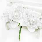 Hibiscus flower bouquet, fabric, white, 3.5cm, 6 flowers