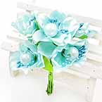 Hibiscus flower bouquet, fabric, Light blue, 3.5cm, 6 flowers