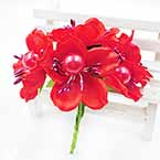 Hibiscus flower bouquet, fabric, Burgandy, 3.5cm, 6 flowers