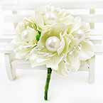 Hibiscus flower bouquet, fabric, Cream colour, 3.5cm, 6 flowers
