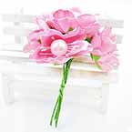 Hibiscus flower bouquet, fabric, pink, 3.5cm, 6 flowers