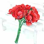 Plum blossom bouquet, fabric, Burgandy, 2.5cm, 6 flowers
