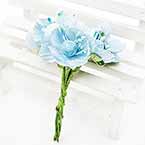 Plum blossom bouquet, fabric, blue, 2.5cm, 6 flowers