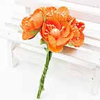 Plum blossom bouquet, fabric, orange, 2.5cm, 6 flowers
