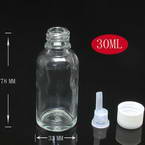 Glass bottles, Colourless, 3.3cm x 3.3cm x 7.8cm, 30ml, 1 piece