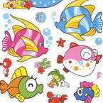 Bathroom and Window stickers, Plastic, Assorted colours, 56cm x 21cm, 1 sheet