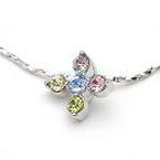 Silver plated crystal cross necklace