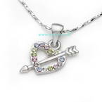 Silver arrow through the heart necklace