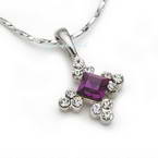 Silver purple cross necklace