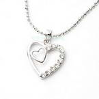 Silver double heart necklace
