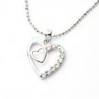 Silver double heart necklace