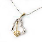 Silver golden arrow and heart necklace