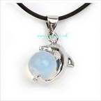 Clear blue stone pendant necklace