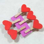 Wooden peg embellishments, red, 1.2cm x 2cm x 3.2cm, 5 pieces