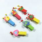 Wooden peg embellishments, 1.5cm x 2.5cm x 5.5cm, 6 pieces