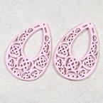 Wooden embellishments, pink, 0.2cm x 2.5cm x 3.5cm, 2 Piece